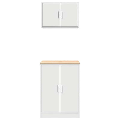Garage Cabinets 2 pcs White Engineered Wood