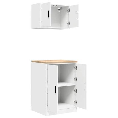 Garage Cabinets 2 pcs White Engineered Wood