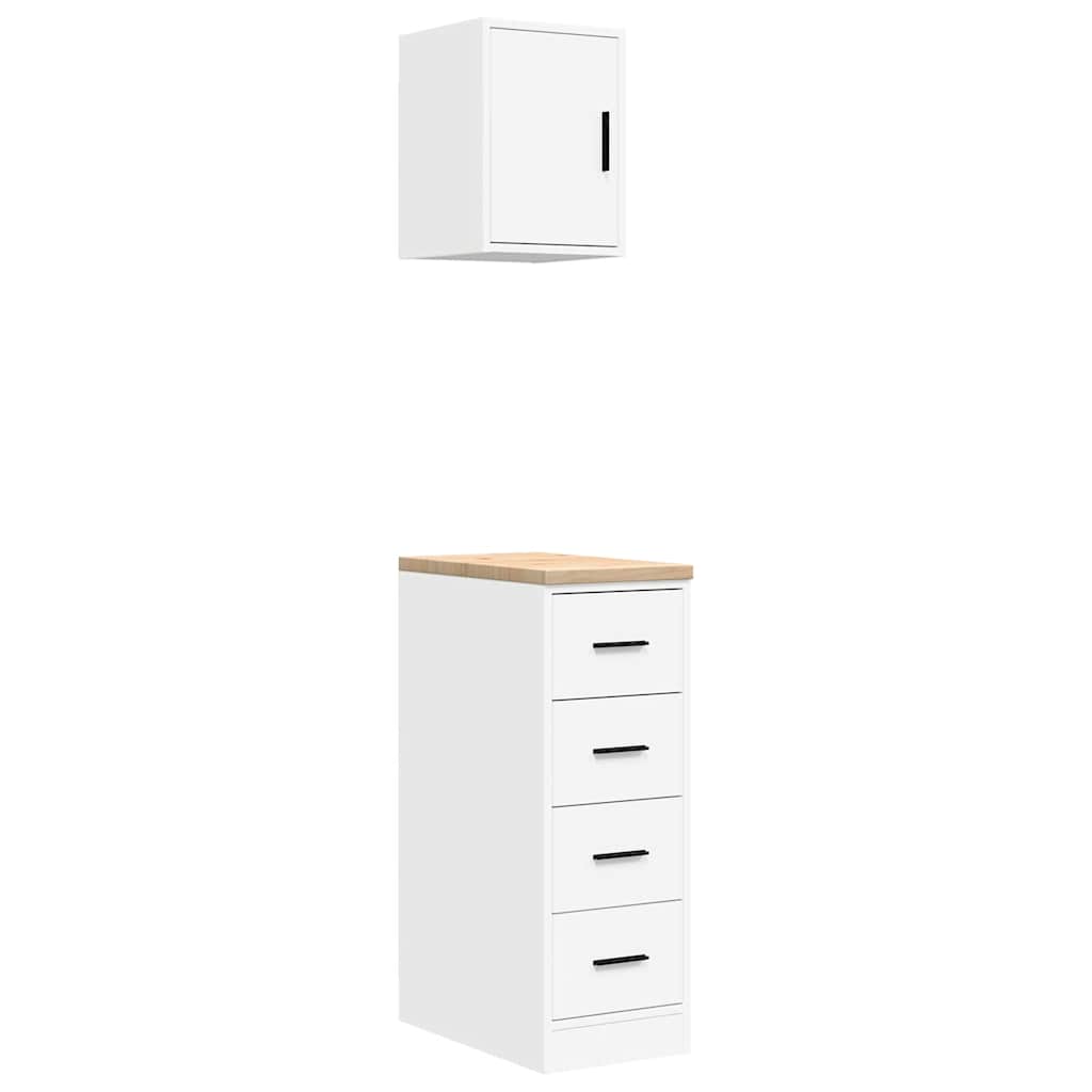 Garage Cabinets 2 pcs White Engineered Wood