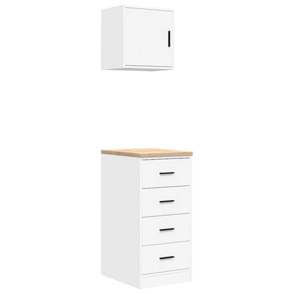 Garage Cabinets 2 pcs White Engineered Wood