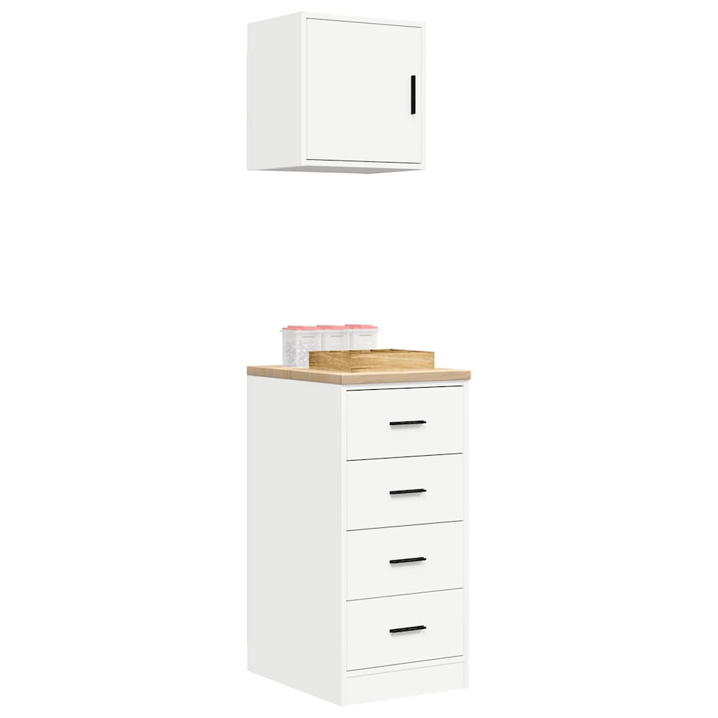 Garage Cabinets 2 pcs White Engineered Wood