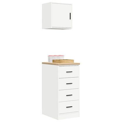 Garage Cabinets 2 pcs White Engineered Wood