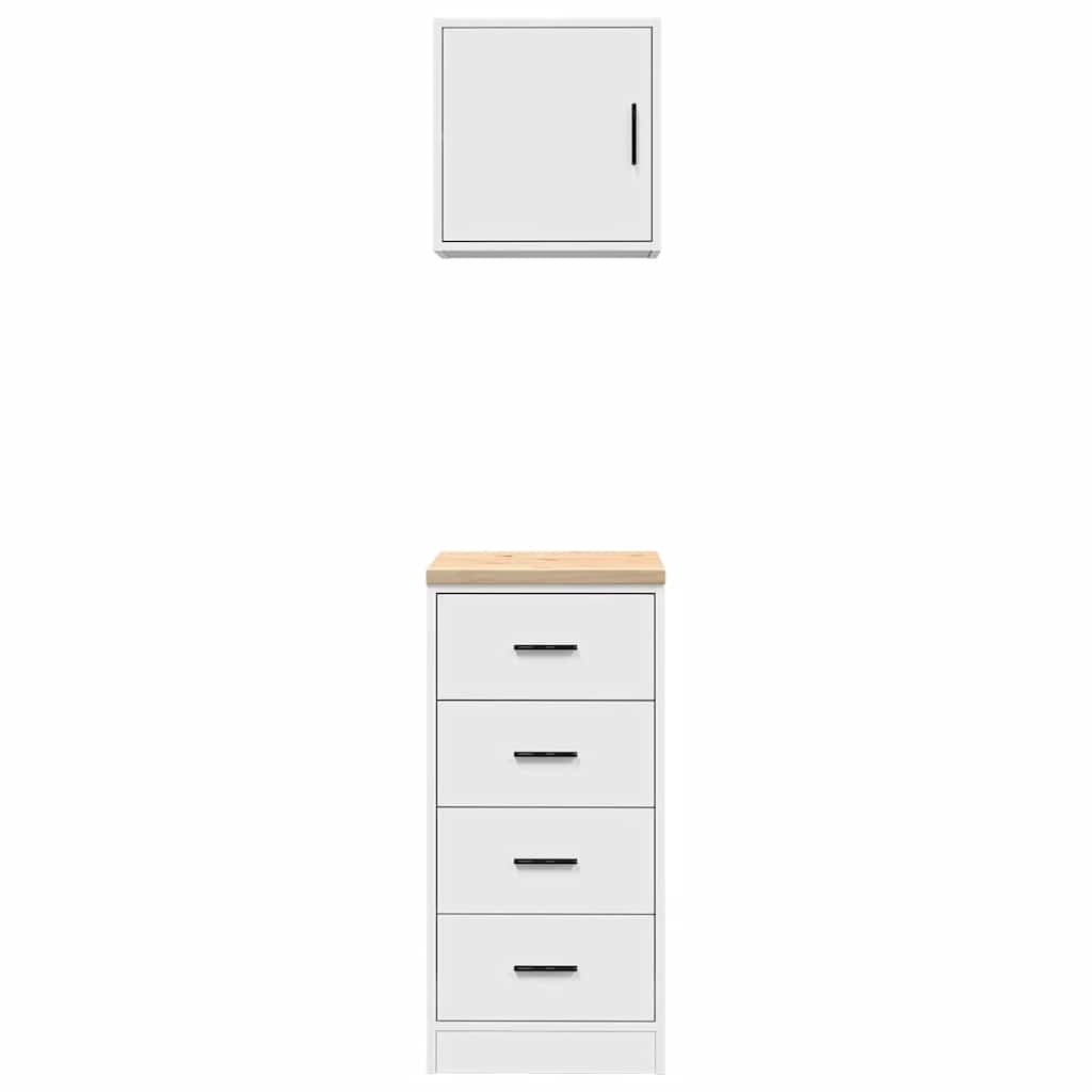 Garage Cabinets 2 pcs White Engineered Wood