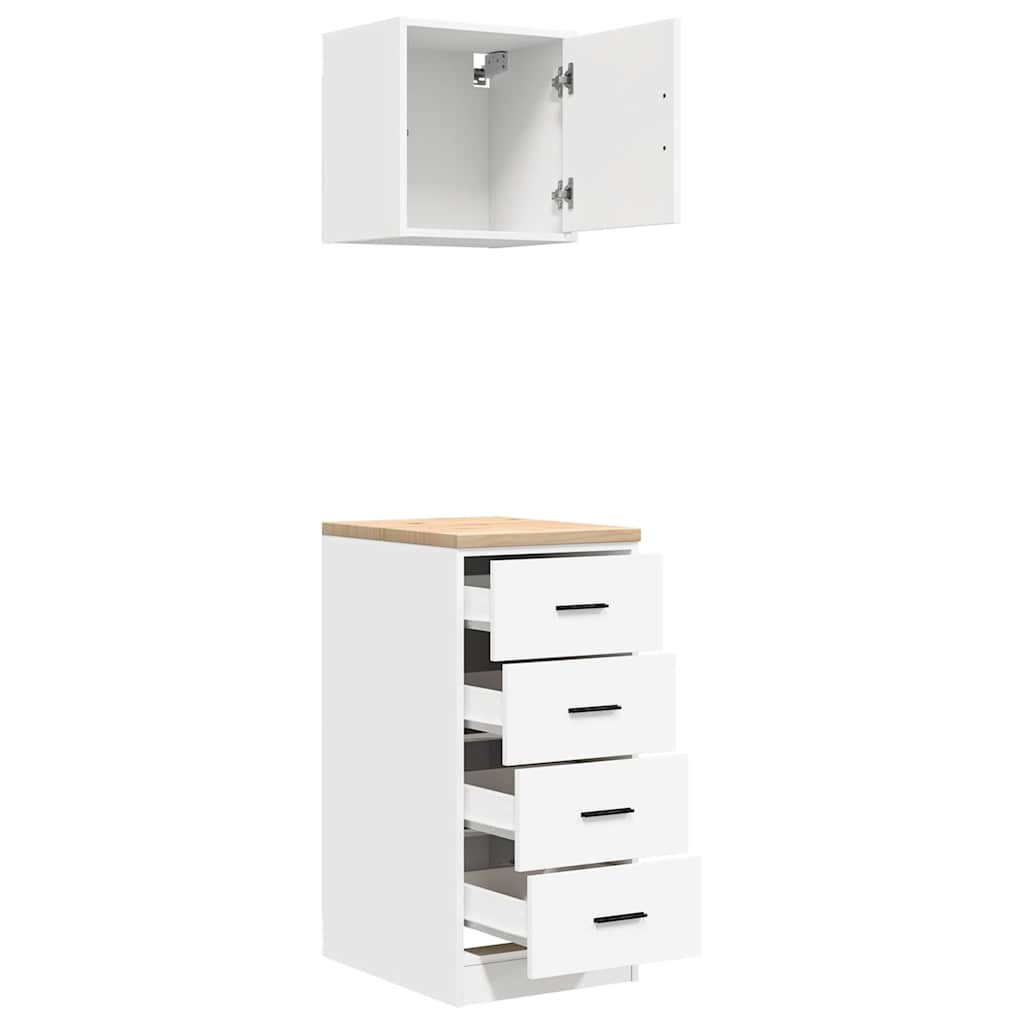 Garage Cabinets 2 pcs White Engineered Wood