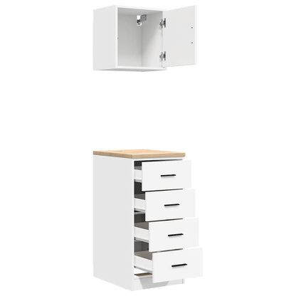 Garage Cabinets 2 pcs White Engineered Wood