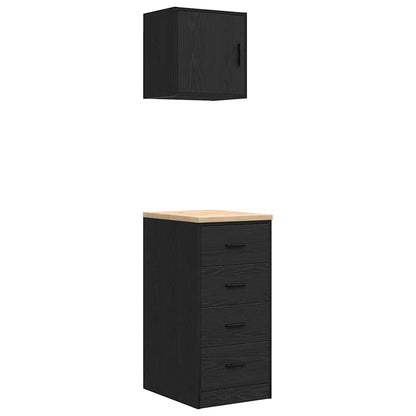 Garage Cabinets 2 pcs Black Engineered Wood