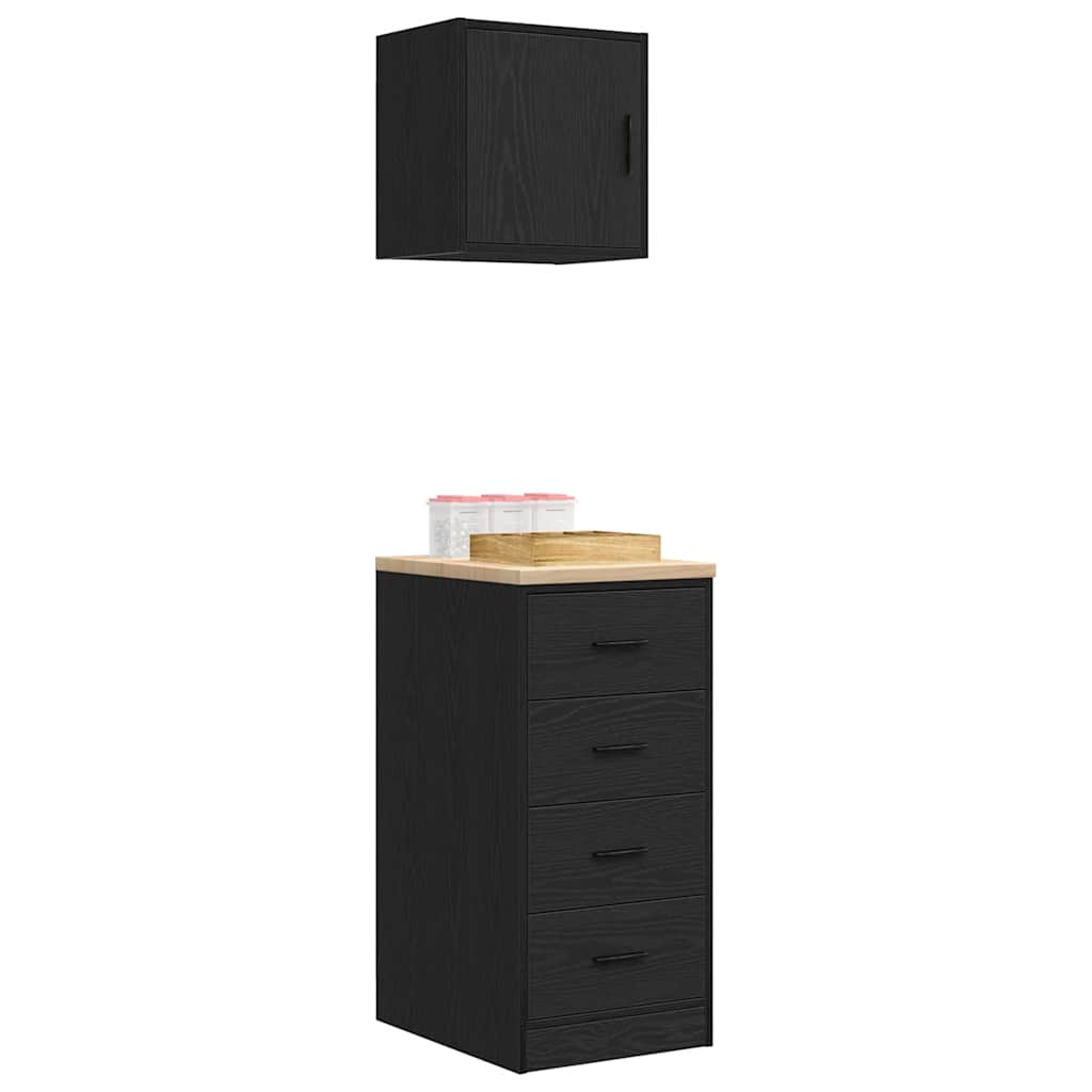 Garage Cabinets 2 pcs Black Engineered Wood