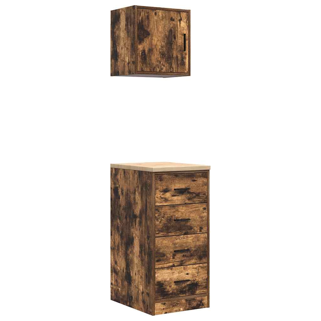 Garage Cabinets 2 pcs Smoked Oak Engineered Wood
