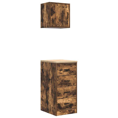 Garage Cabinets 2 pcs Smoked Oak Engineered Wood