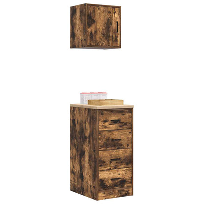 Garage Cabinets 2 pcs Smoked Oak Engineered Wood