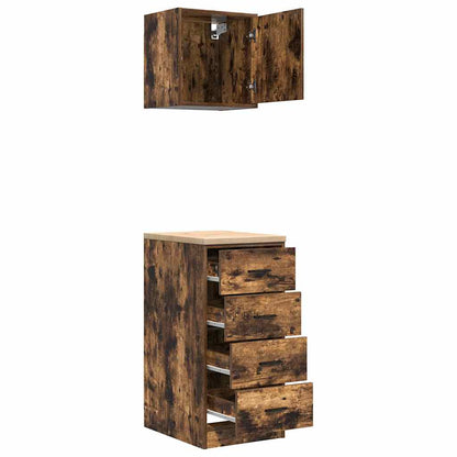 Garage Cabinets 2 pcs Smoked Oak Engineered Wood
