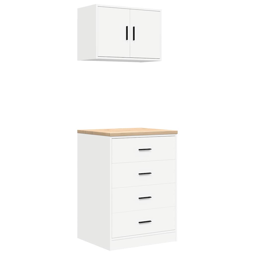 Garage Cabinets 2 pcs White Engineered Wood
