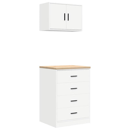 Garage Cabinets 2 pcs White Engineered Wood