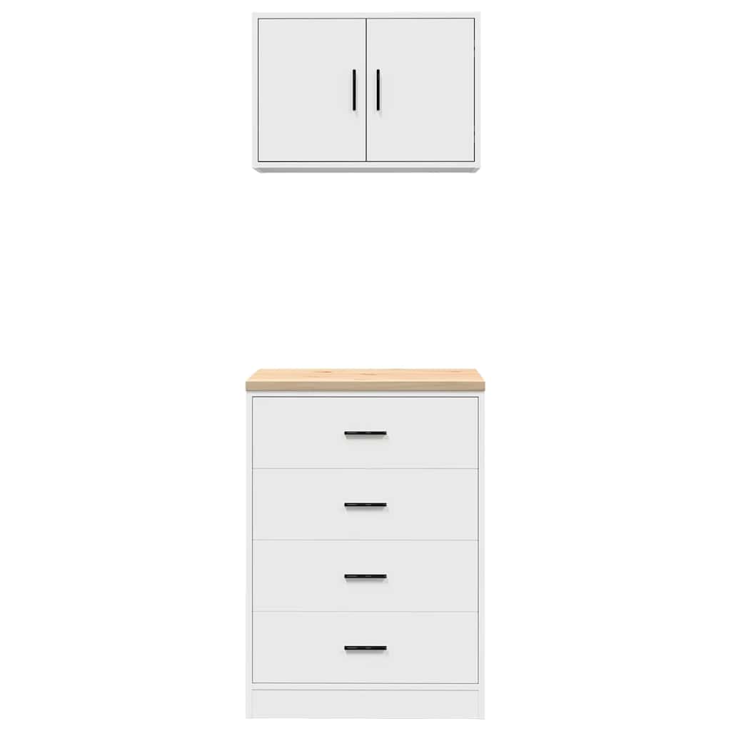 Garage Cabinets 2 pcs White Engineered Wood