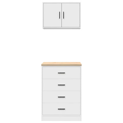 Garage Cabinets 2 pcs White Engineered Wood