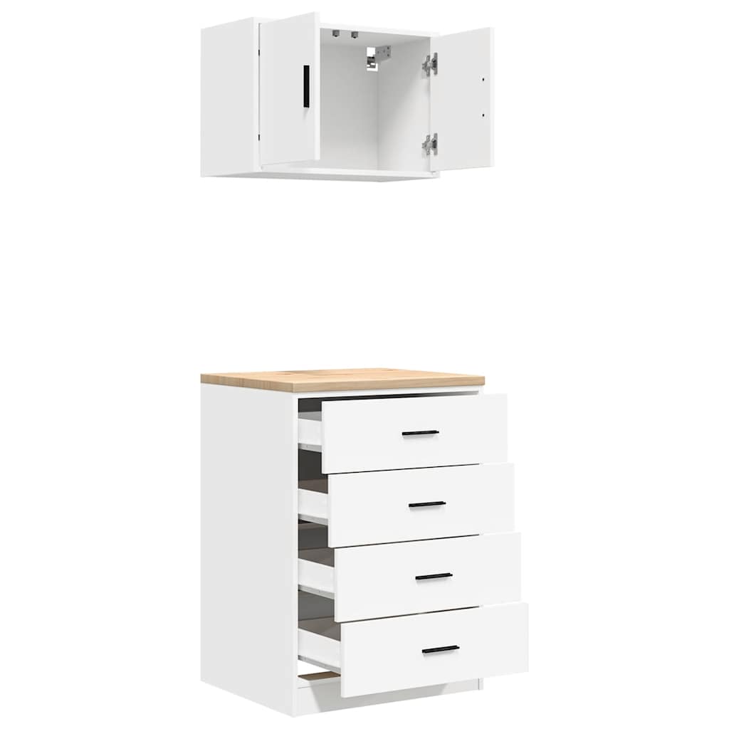 Garage Cabinets 2 pcs White Engineered Wood