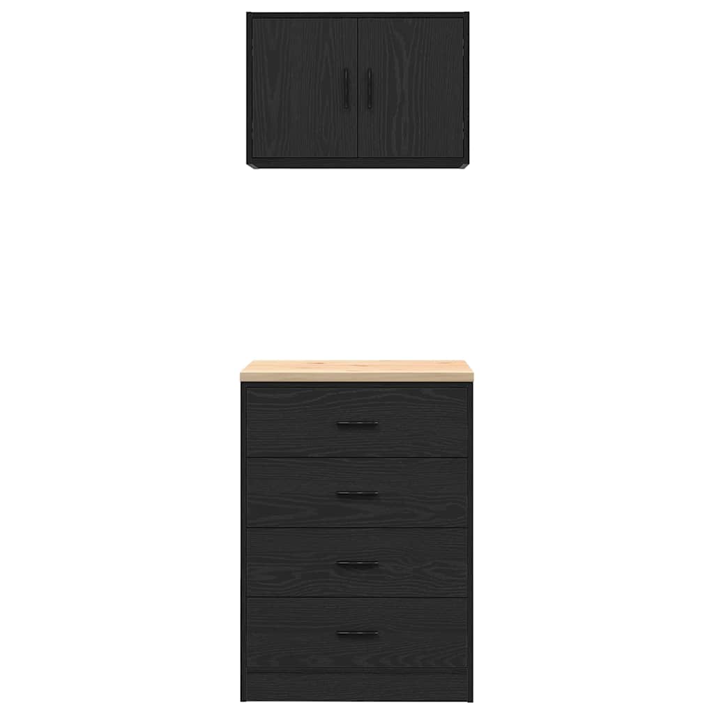 Garage Cabinets 2 pcs Black Engineered Wood