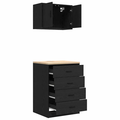 Garage Cabinets 2 pcs Black Engineered Wood