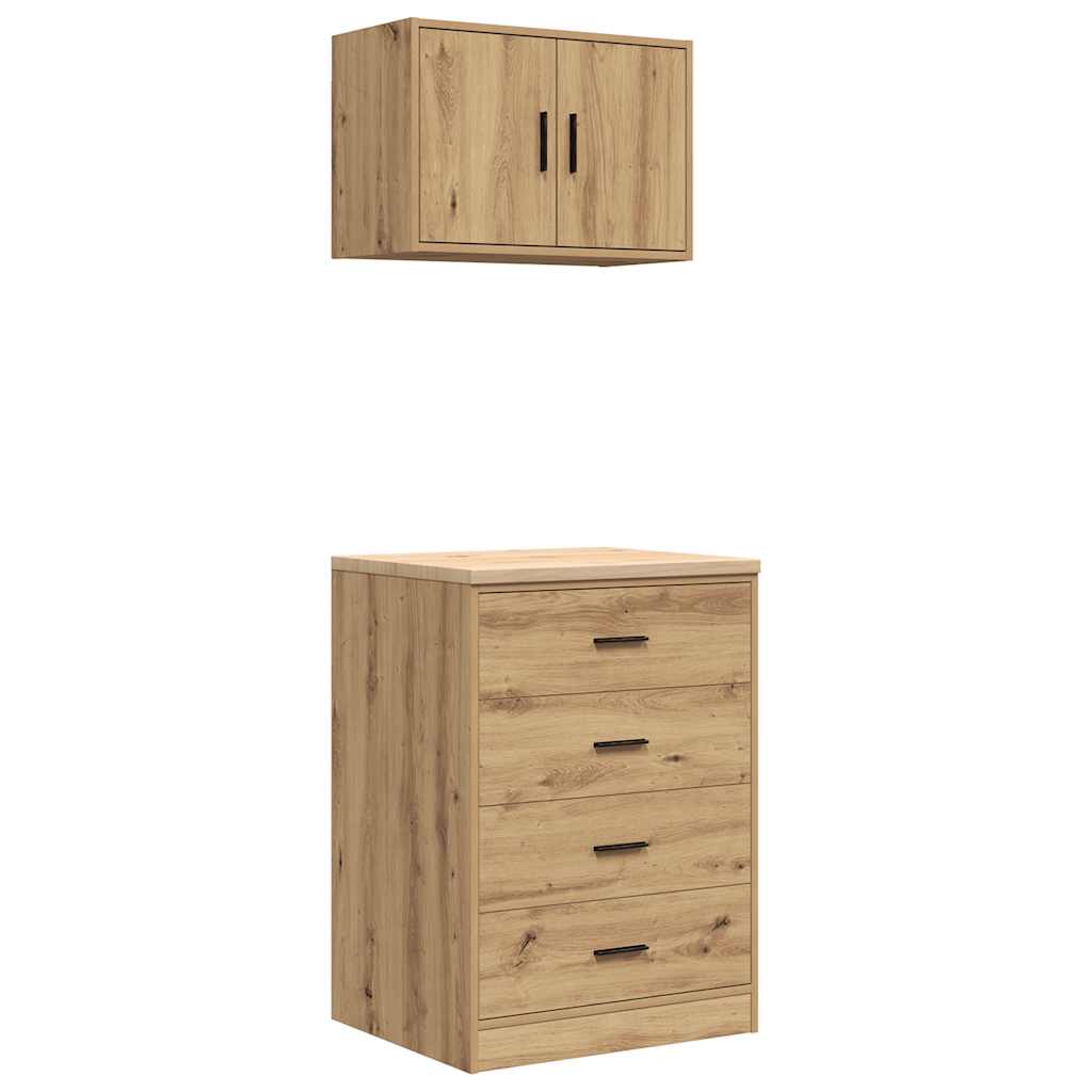 Garage Cabinets 2 pcs Artisan Oak Engineered Wood