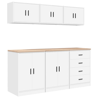 Garage Cabinets 6 pcs White Engineered Wood