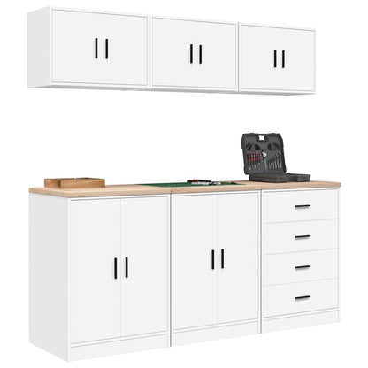 Garage Cabinets 6 pcs White Engineered Wood