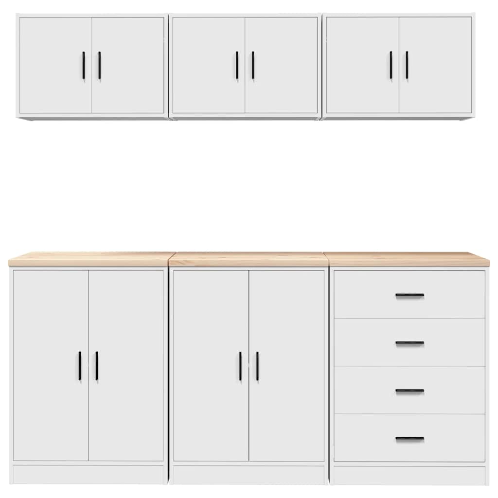 Garage Cabinets 6 pcs White Engineered Wood