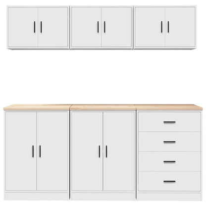Garage Cabinets 6 pcs White Engineered Wood