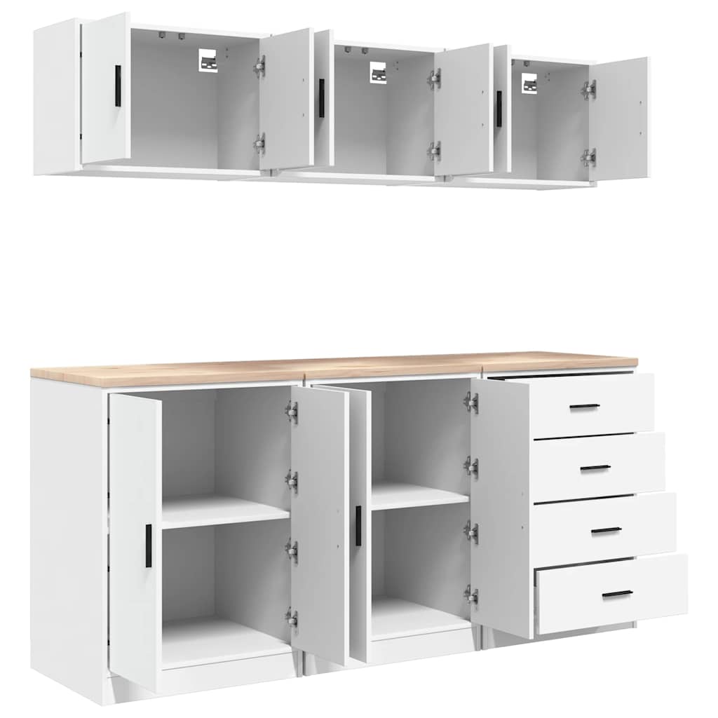 Garage Cabinets 6 pcs White Engineered Wood
