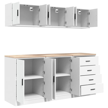 Garage Cabinets 6 pcs White Engineered Wood