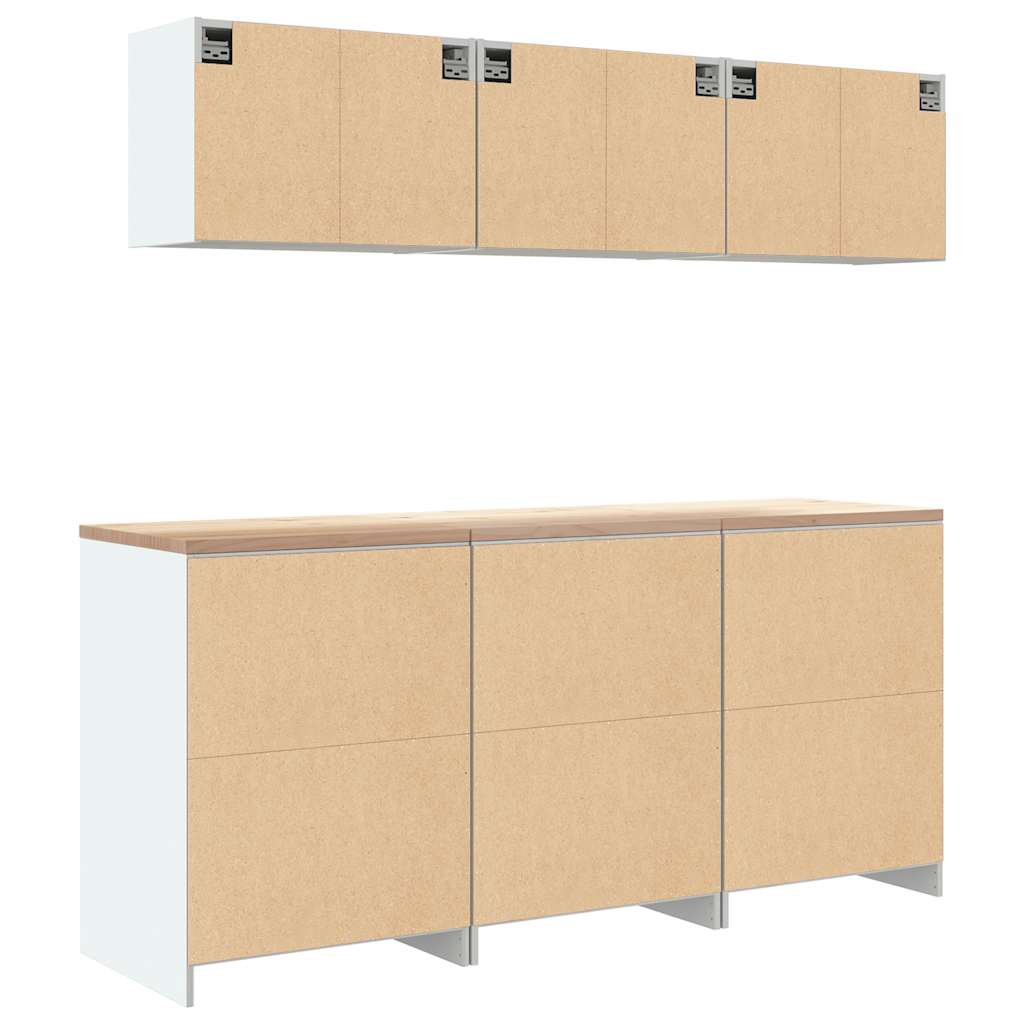 Garage Cabinets 6 pcs White Engineered Wood