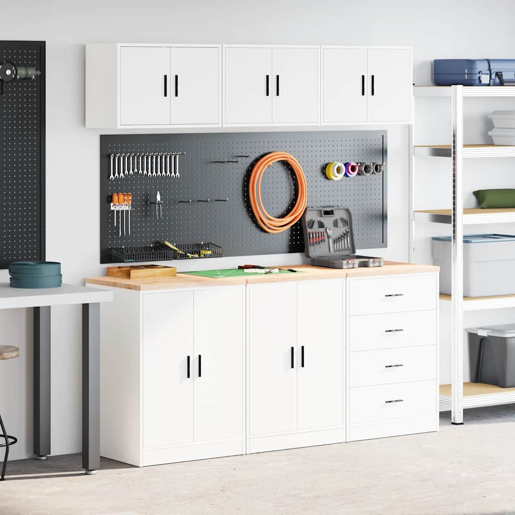 Garage Cabinets 6 pcs White Engineered Wood