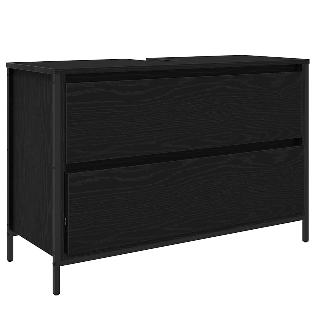Bathroom Furniture Set 3 pcs Black Oak Engineered Wood