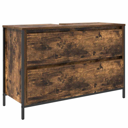 Bathroom Furniture Set 3 pcs Smoked Oak Engineered Wood
