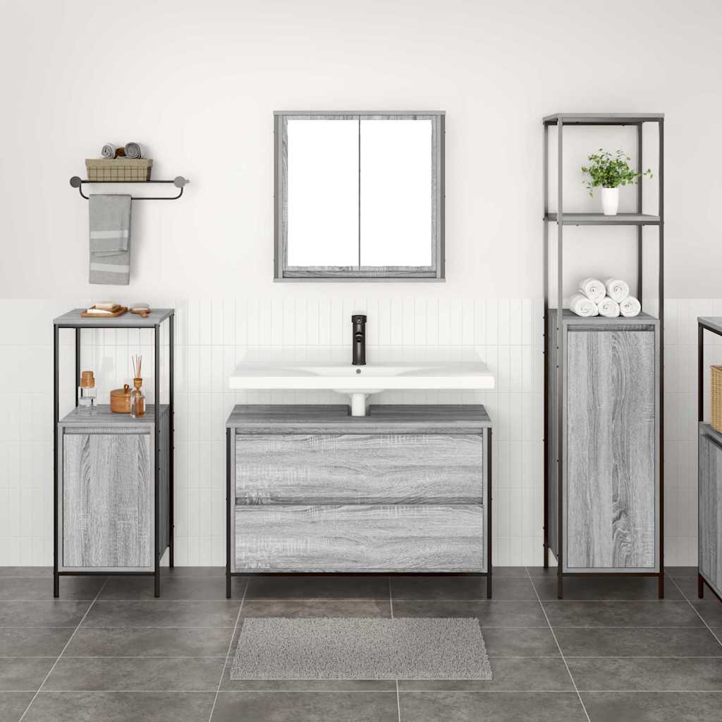 Bathroom Furniture Set 3 pcs Grey Sonoma Engineered Wood