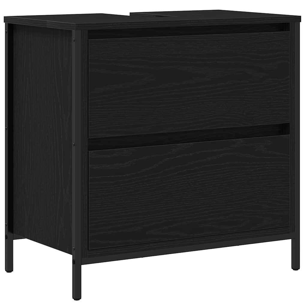 2 Piece Bathroom Furniture Set Black Oak Engineered Wood