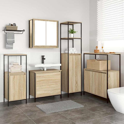 Bathroom Furniture Set with Shelf 5 pcs Beige Engineered wood