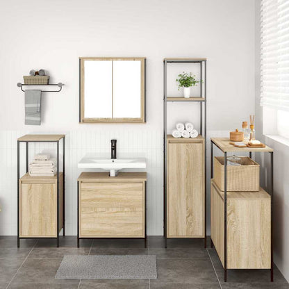 Bathroom Furniture Set with Shelf 5 pcs Beige Engineered wood