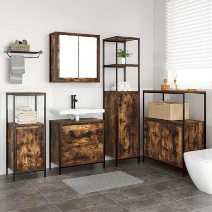 Bathroom Furniture Set with Shelf 5 pcs Brown Engineered wood