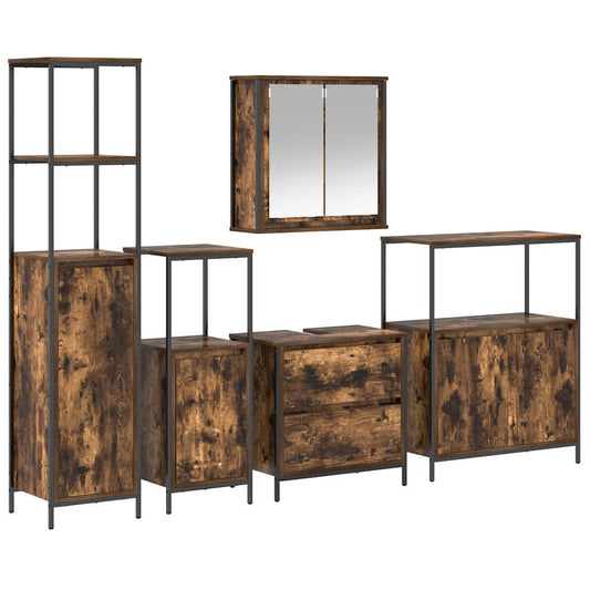Bathroom Furniture Set 5 pcs Brown Engineered wood