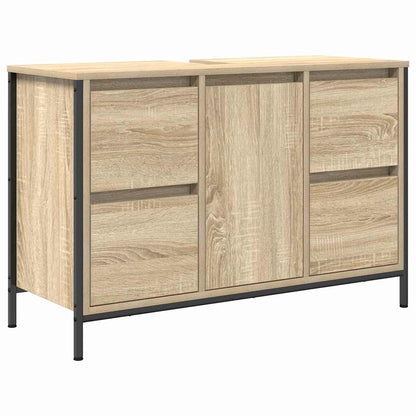 Bathroom Furniture Set with Drawer 3 pcs Sonoma oak and Black