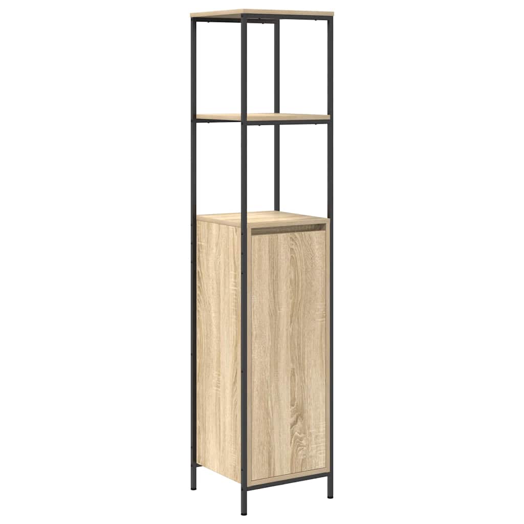 Bathroom Furniture Set 3 pcs Sonoma Oak and Black