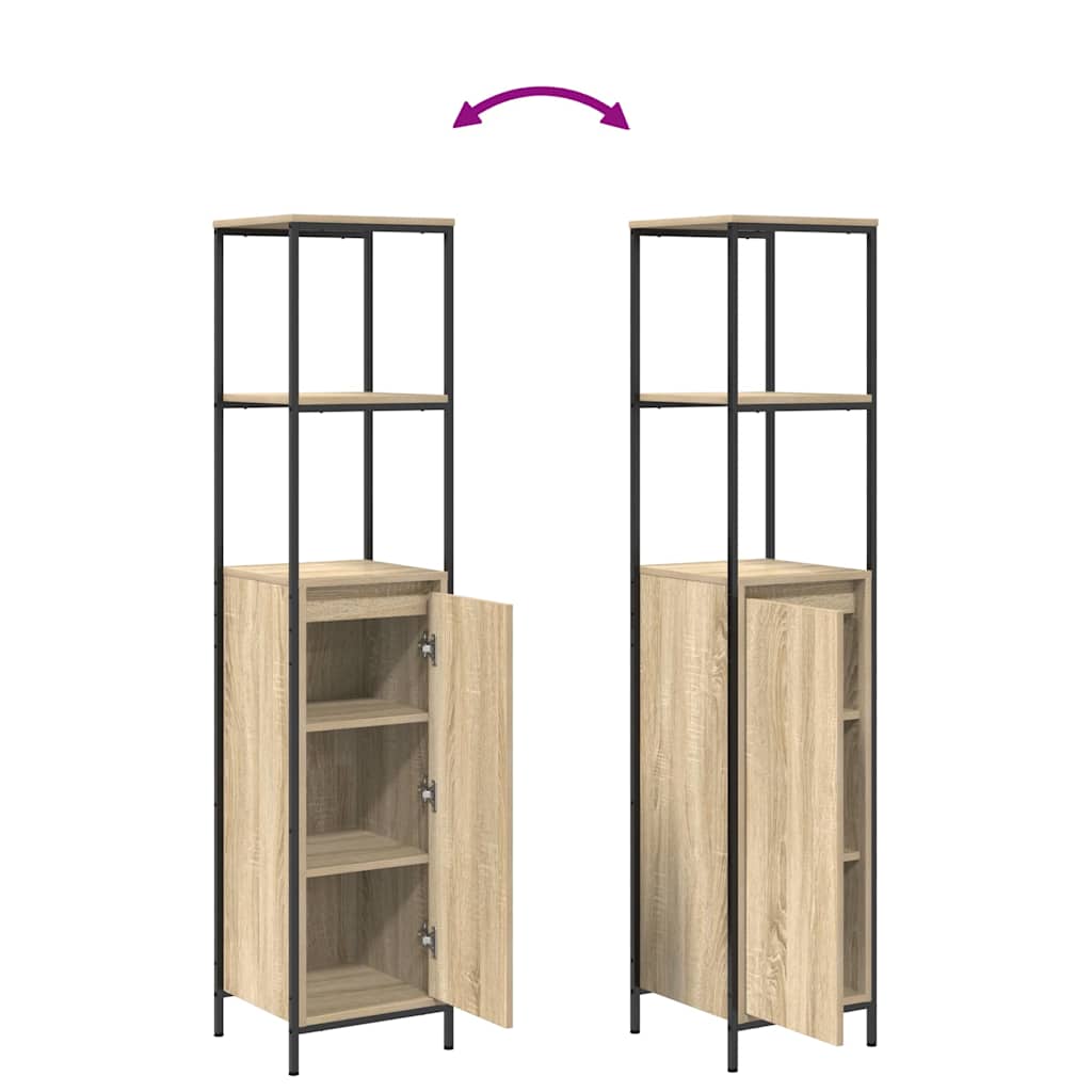 Bathroom Furniture Set 2 pcs Sonoma Oak and Black