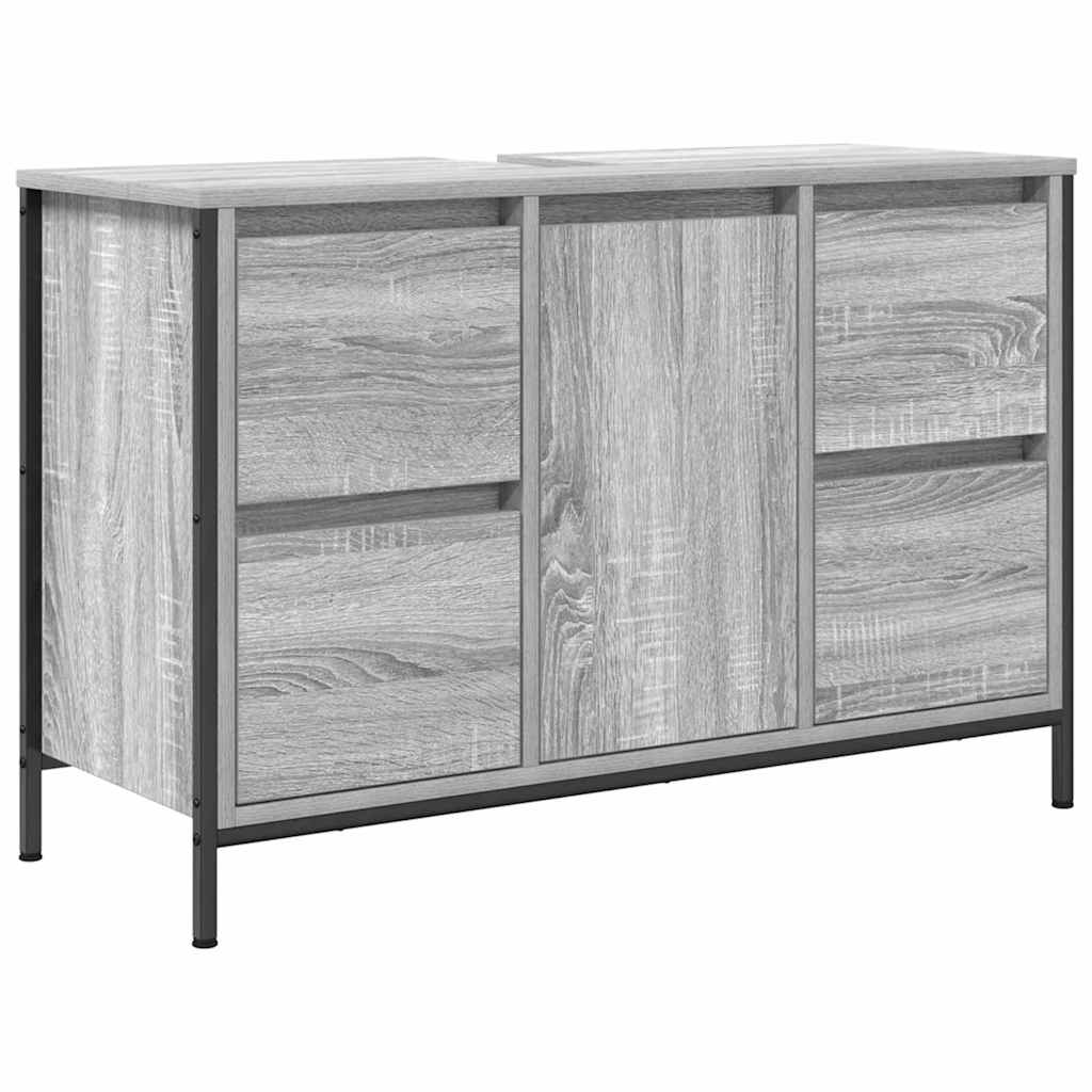 Bathroom Furniture Set with Drawer 2 pcs Grey sonoma and Black