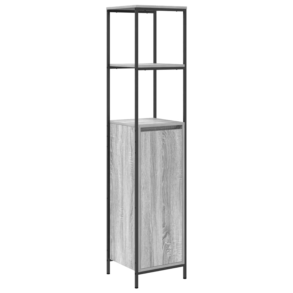 Bathroom Furniture Set 5 pcs Grey Sonoma and Black