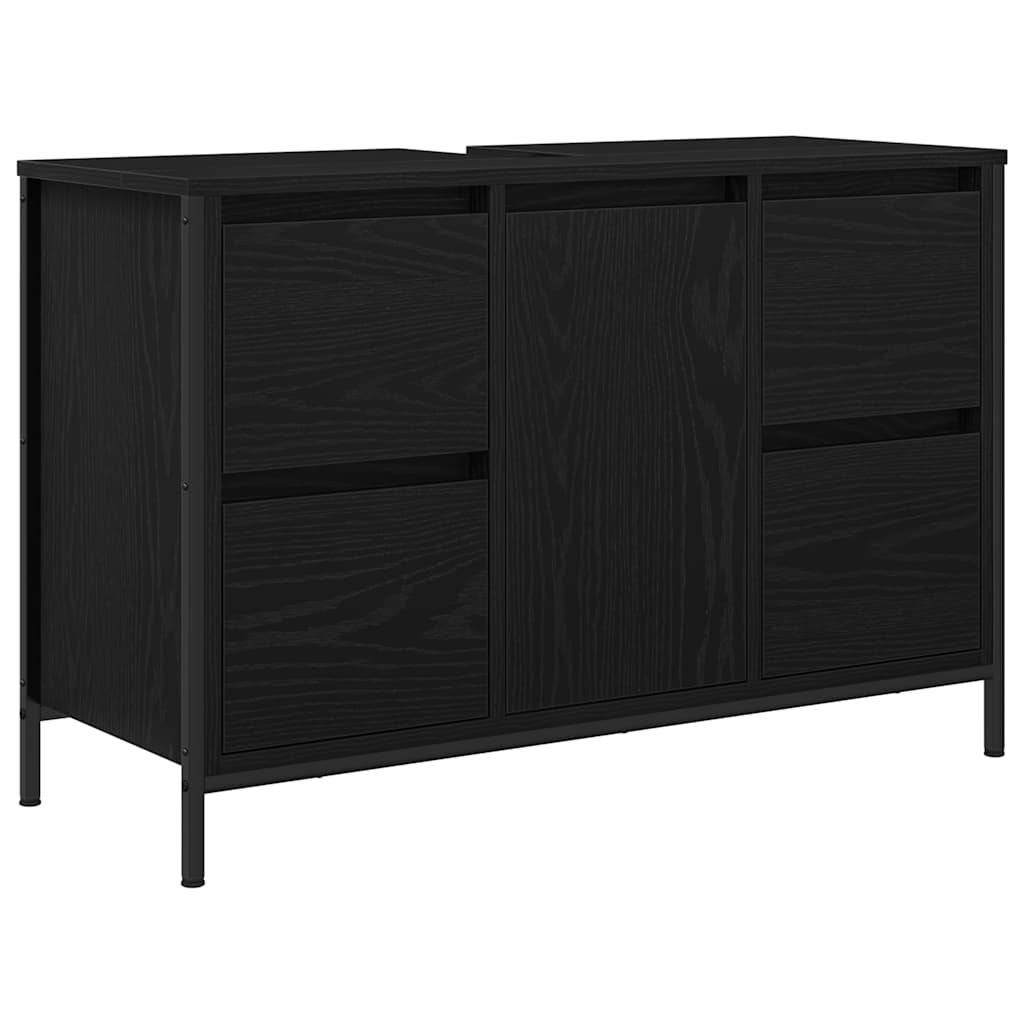 Bathroom Furniture Set with Drawer with Shelf 2 pcs Black oak