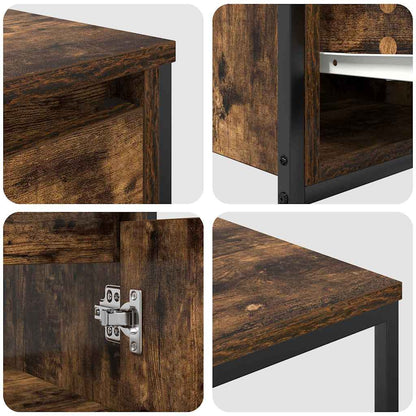 Bathroom Furniture Set with Drawer 3 pcs Smoked Oak and Black