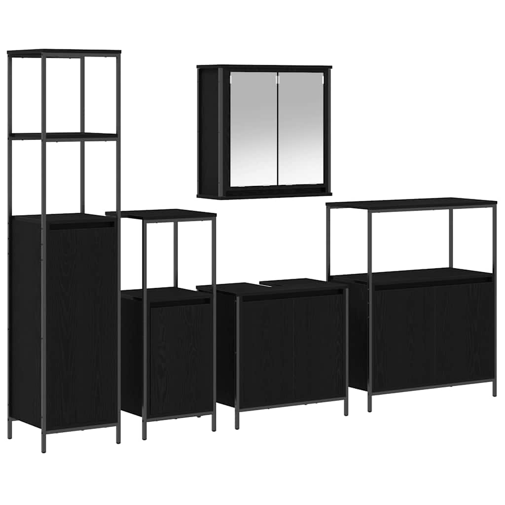 Bathroom Furniture Set 5 pcs Black Oak Engineered Wood