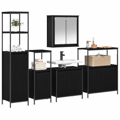 Bathroom Furniture Set 5 pcs Black Oak Engineered Wood