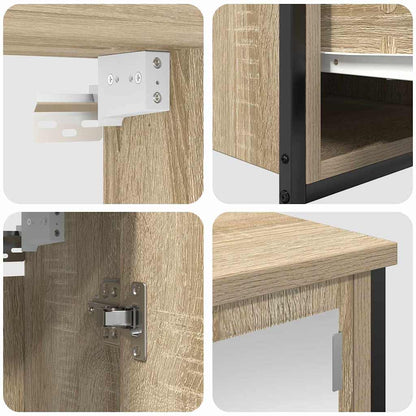 Bathroom Furniture Set with Shelf 5 pcs Sonoma Oak and Black