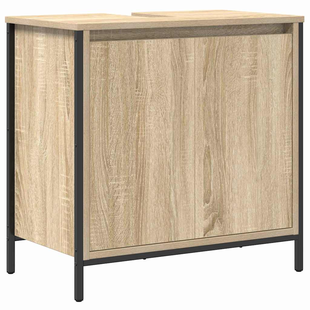 Bathroom Furniture Set 5 pcs Sonoma Oak and Black